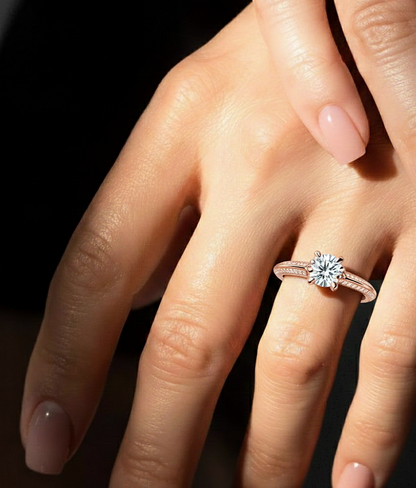 10k Solid White Gold Engagement Ring With Round Cut Lab Grown Diamond Perfect Gift For Her - HIGHCARAT DIAMONDS