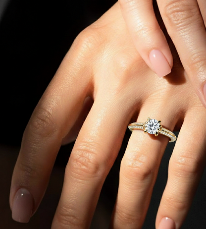 10k Solid White Gold Engagement Ring With Round Cut Lab Grown Diamond Perfect Gift For Her - HIGHCARAT DIAMONDS