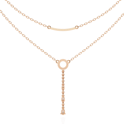 10k Solid White Gold  Pear And Round Cut Lab Grown & Natural Diamond Open Circle Vintage Party Wear Necklace For Women's - HIGHCARAT DIAMONDS