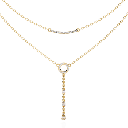 10k Solid White Gold  Pear And Round Cut Lab Grown & Natural Diamond Open Circle Vintage Party Wear Necklace For Women's - HIGHCARAT DIAMONDS
