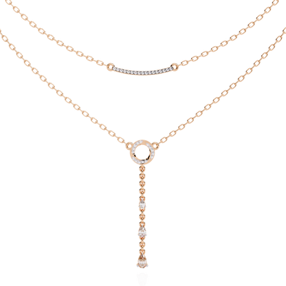 10k Solid White Gold  Pear And Round Cut Lab Grown & Natural Diamond Open Circle Vintage Party Wear Necklace For Women's - HIGHCARAT DIAMONDS