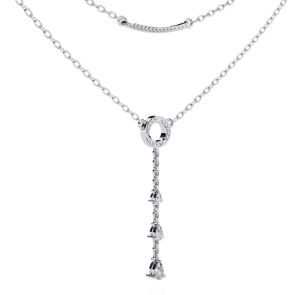 10k Solid White Gold  Pear And Round Cut Lab Grown & Natural Diamond Open Circle Vintage Party Wear Necklace For Women's - HIGHCARAT DIAMONDS