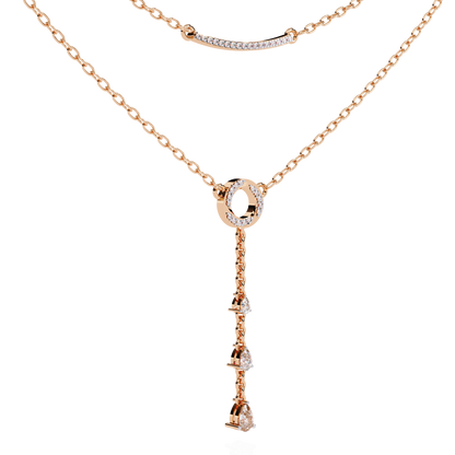 10k Solid White Gold  Pear And Round Cut Lab Grown & Natural Diamond Open Circle Vintage Party Wear Necklace For Women's - HIGHCARAT DIAMONDS