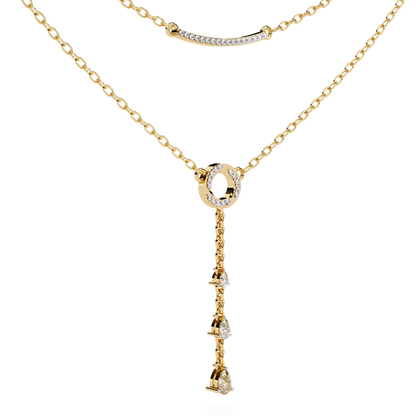 10k Solid White Gold  Pear And Round Cut Lab Grown & Natural Diamond Open Circle Vintage Party Wear Necklace For Women's - HIGHCARAT DIAMONDS