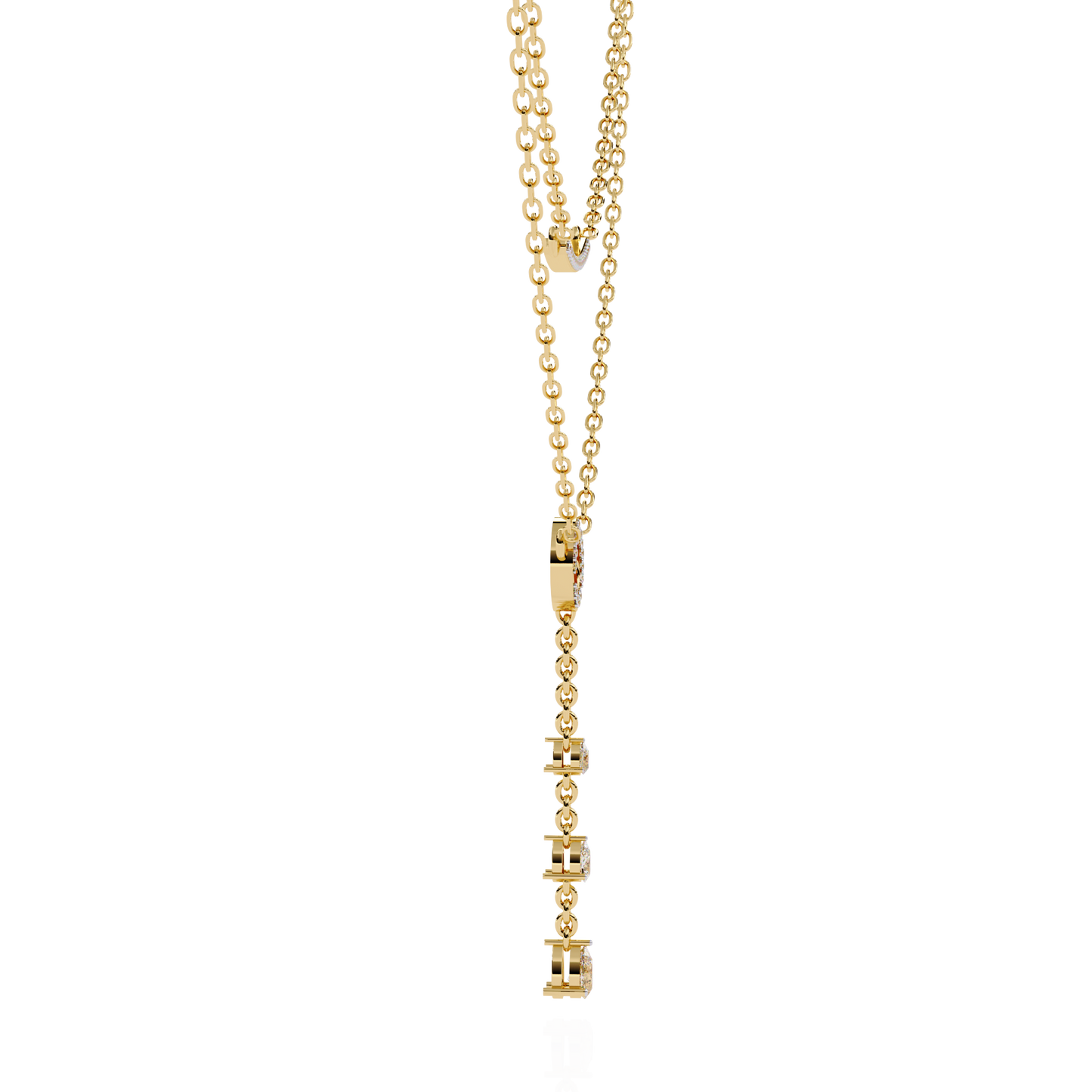 10k Solid White Gold  Pear And Round Cut Lab Grown & Natural Diamond Open Circle Vintage Party Wear Necklace For Women's - HIGHCARAT DIAMONDS