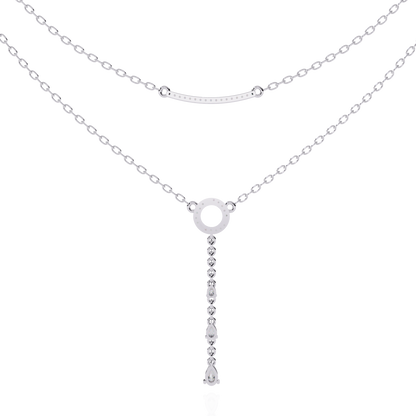 10k Solid White Gold  Pear And Round Cut Lab Grown & Natural Diamond Open Circle Vintage Party Wear Necklace For Women's - HIGHCARAT DIAMONDS