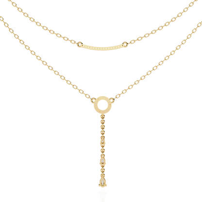 10k Solid White Gold  Pear And Round Cut Lab Grown & Natural Diamond Open Circle Vintage Party Wear Necklace For Women's - HIGHCARAT DIAMONDS