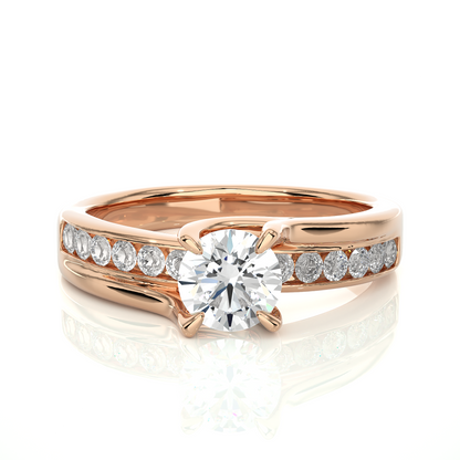 10k Solid White Gold Round Cut Diamond Solitaire with Accent classic modern Diamond Ring For her - HIGHCARAT DIAMONDS