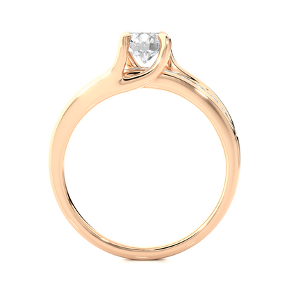 10k Solid White Gold Round Cut Diamond Solitaire with Accent classic modern Diamond Ring For her - HIGHCARAT DIAMONDS