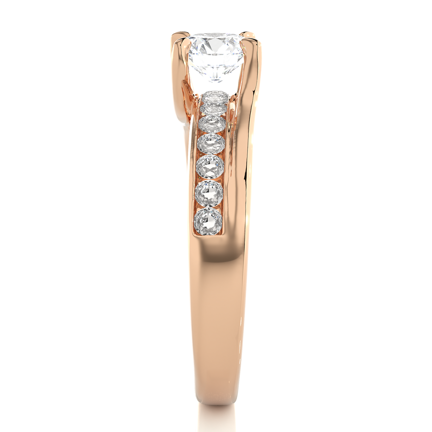 10k Solid White Gold Round Cut Diamond Solitaire with Accent classic modern Diamond Ring For her - HIGHCARAT DIAMONDS