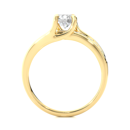 10k Solid White Gold Round Cut Diamond Solitaire with Accent classic modern Diamond Ring For her - HIGHCARAT DIAMONDS