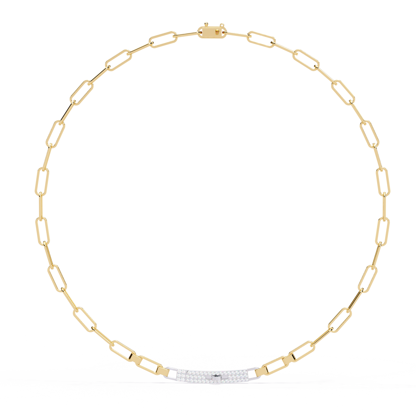 10k Solid White Gold  Round Cut Lab Grown And Natural  Unique Cluster Art Deco Daily Wear Chain Necklace - HIGHCARAT DIAMONDS