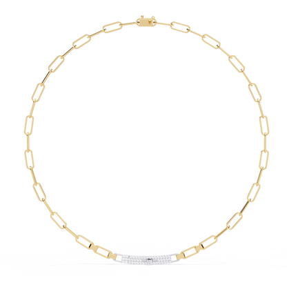 10k Solid White Gold  Round Cut Lab Grown And Natural  Unique Cluster Art Deco Daily Wear Chain Necklace - HIGHCARAT DIAMONDS