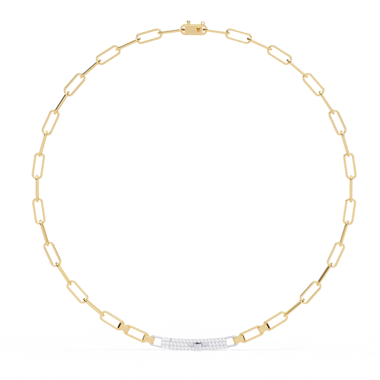 10k Solid White Gold  Round Cut Lab Grown And Natural  Unique Cluster Art Deco Daily Wear Chain Necklace - HIGHCARAT DIAMONDS