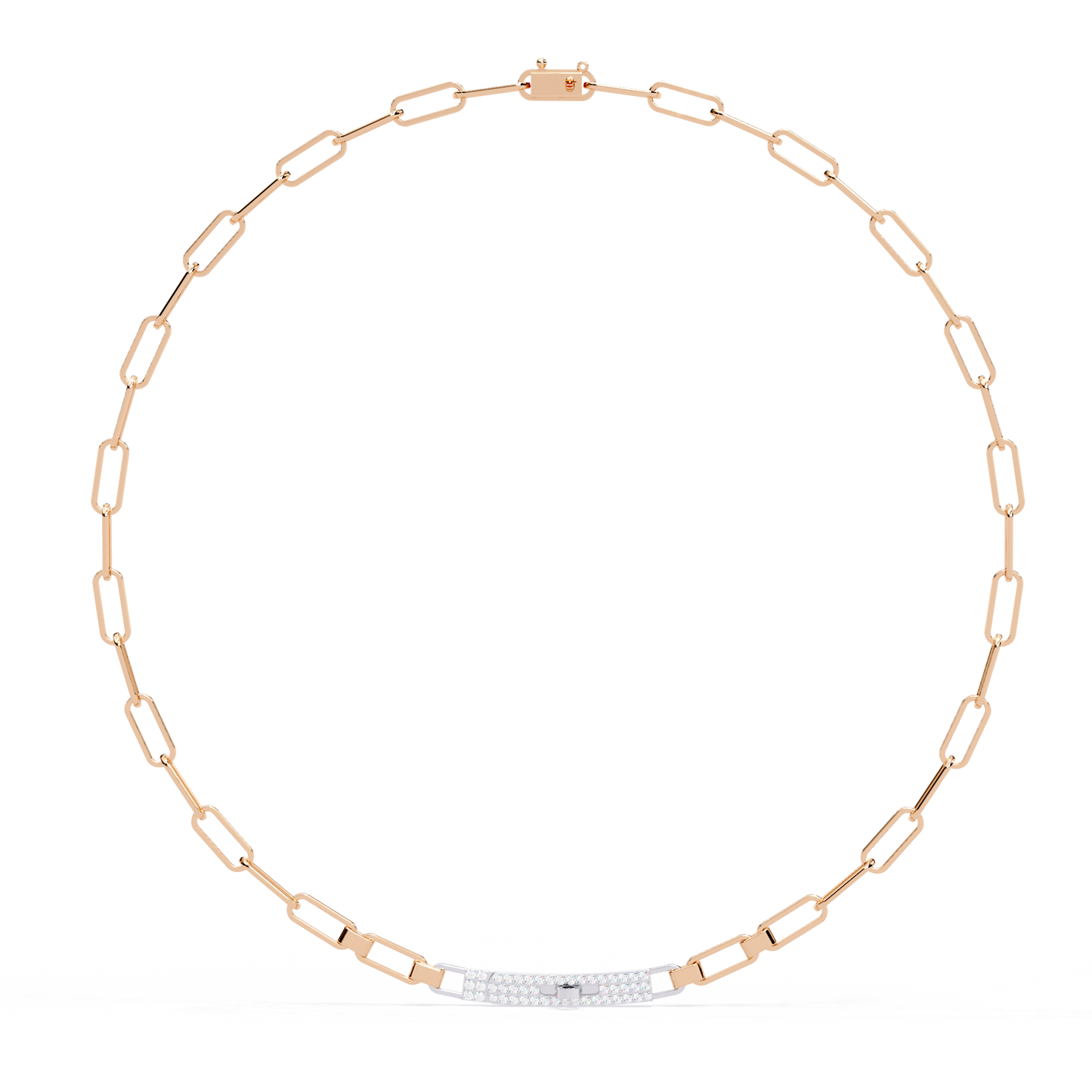 10k Solid White Gold  Round Cut Lab Grown And Natural  Unique Cluster Art Deco Daily Wear Chain Necklace - HIGHCARAT DIAMONDS