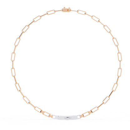 10k Solid White Gold  Round Cut Lab Grown And Natural  Unique Cluster Art Deco Daily Wear Chain Necklace - HIGHCARAT DIAMONDS