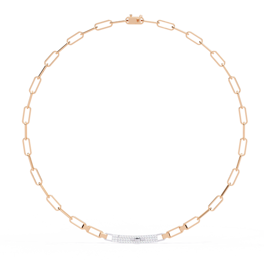 10k Solid White Gold  Round Cut Lab Grown And Natural  Unique Cluster Art Deco Daily Wear Chain Necklace - HIGHCARAT DIAMONDS