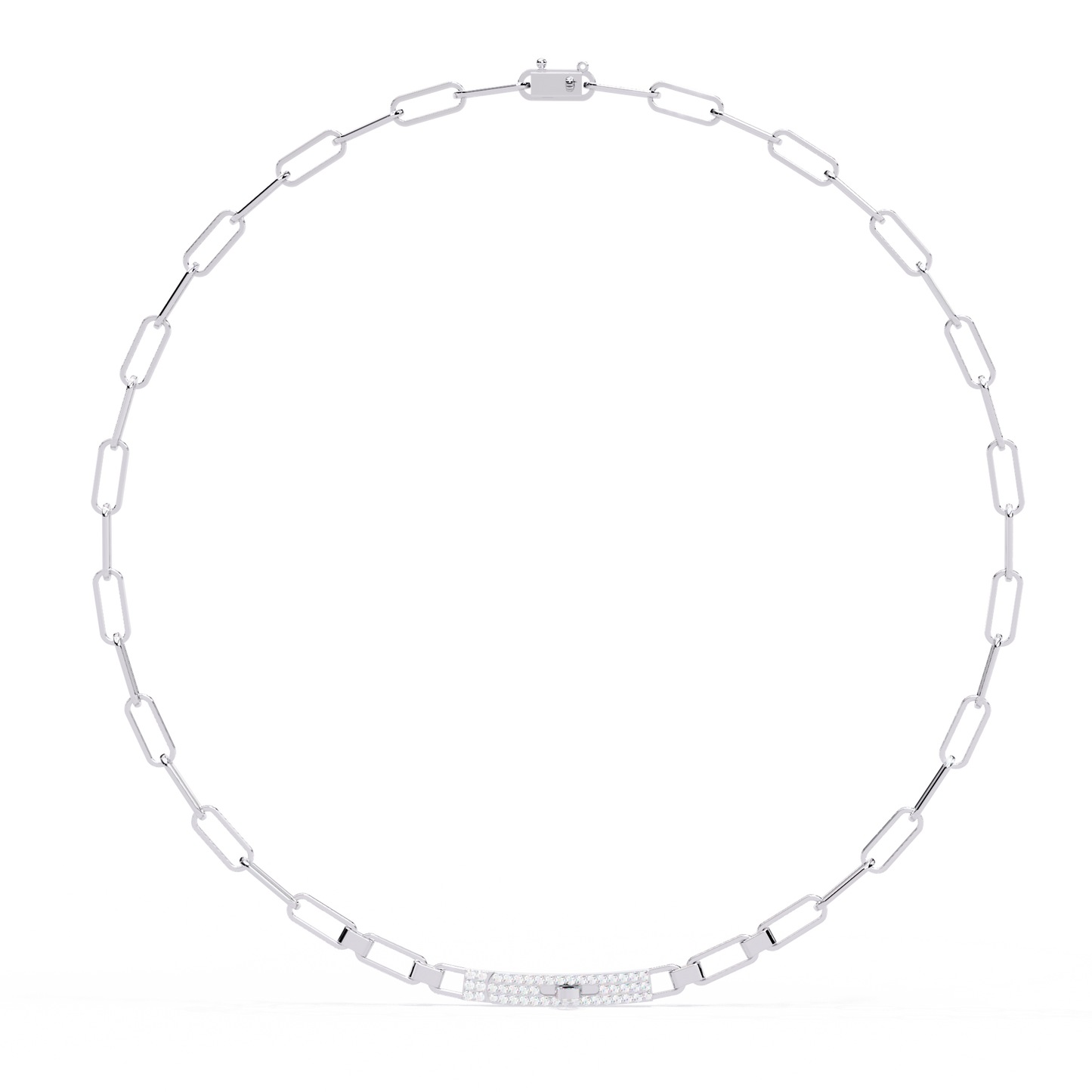 10k Solid White Gold  Round Cut Lab Grown And Natural  Unique Cluster Art Deco Daily Wear Chain Necklace - HIGHCARAT DIAMONDS