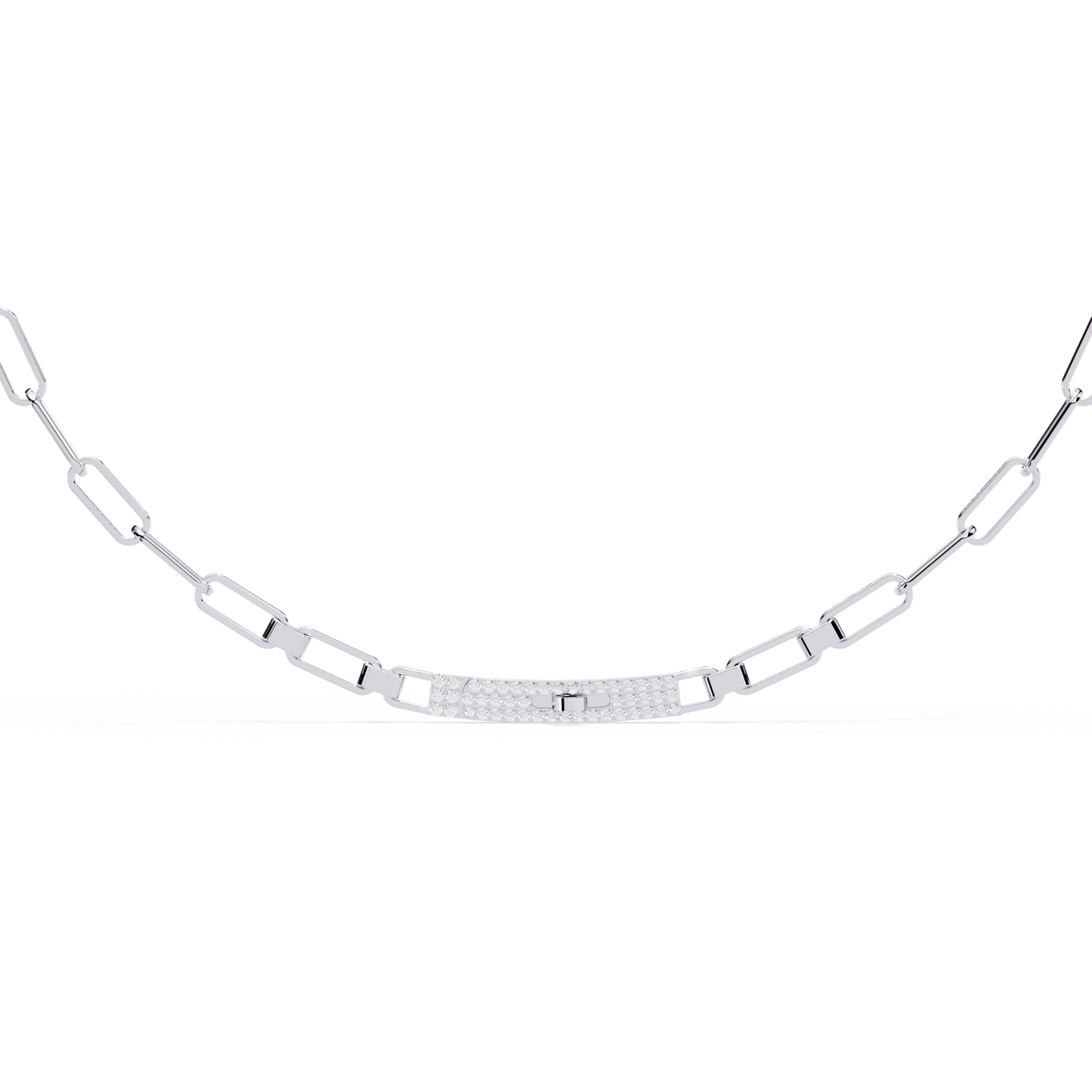 10k Solid White Gold  Round Cut Lab Grown And Natural  Unique Cluster Art Deco Daily Wear Chain Necklace - HIGHCARAT DIAMONDS