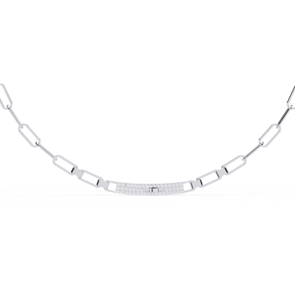 10k Solid White Gold  Round Cut Lab Grown And Natural  Unique Cluster Art Deco Daily Wear Chain Necklace - HIGHCARAT DIAMONDS