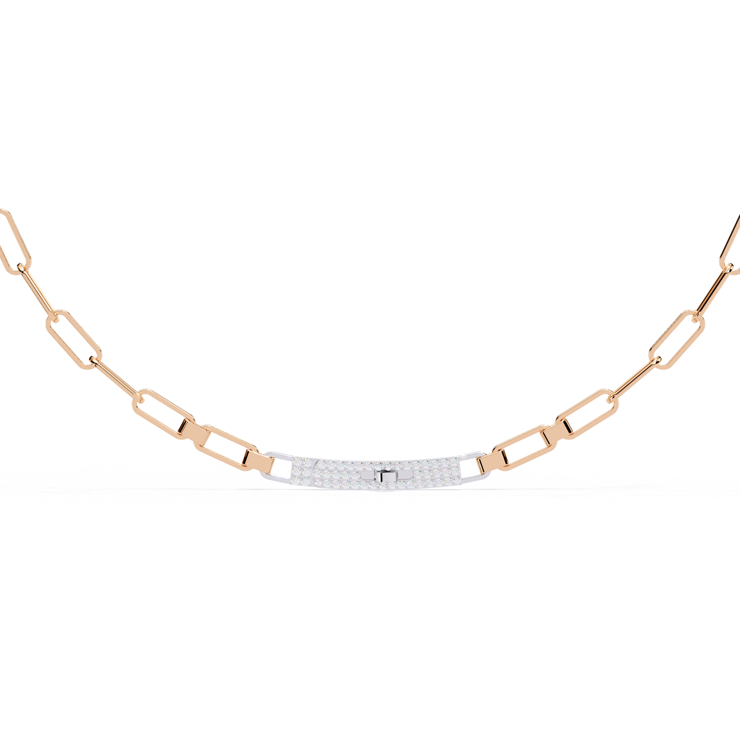 10k Solid White Gold  Round Cut Lab Grown And Natural  Unique Cluster Art Deco Daily Wear Chain Necklace - HIGHCARAT DIAMONDS
