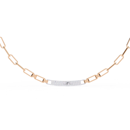 10k Solid White Gold  Round Cut Lab Grown And Natural  Unique Cluster Art Deco Daily Wear Chain Necklace - HIGHCARAT DIAMONDS