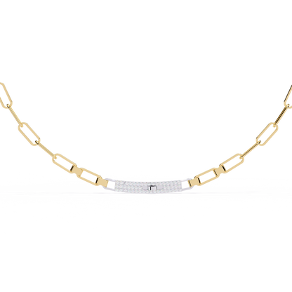 10k Solid White Gold  Round Cut Lab Grown And Natural  Unique Cluster Art Deco Daily Wear Chain Necklace - HIGHCARAT DIAMONDS