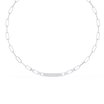 10k Solid White Gold  Round Cut Lab Grown And Natural  Unique Cluster Art Deco Daily Wear Chain Necklace - HIGHCARAT DIAMONDS