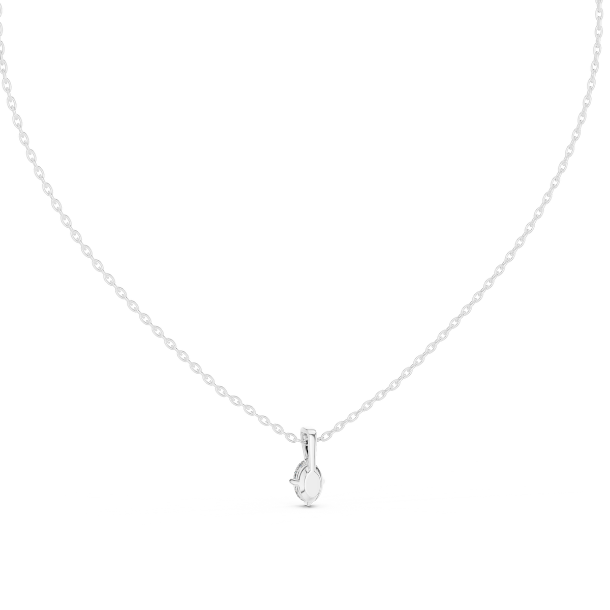 10K White Gold One Carat Solitaire Diamond Pendant Angled Perspective