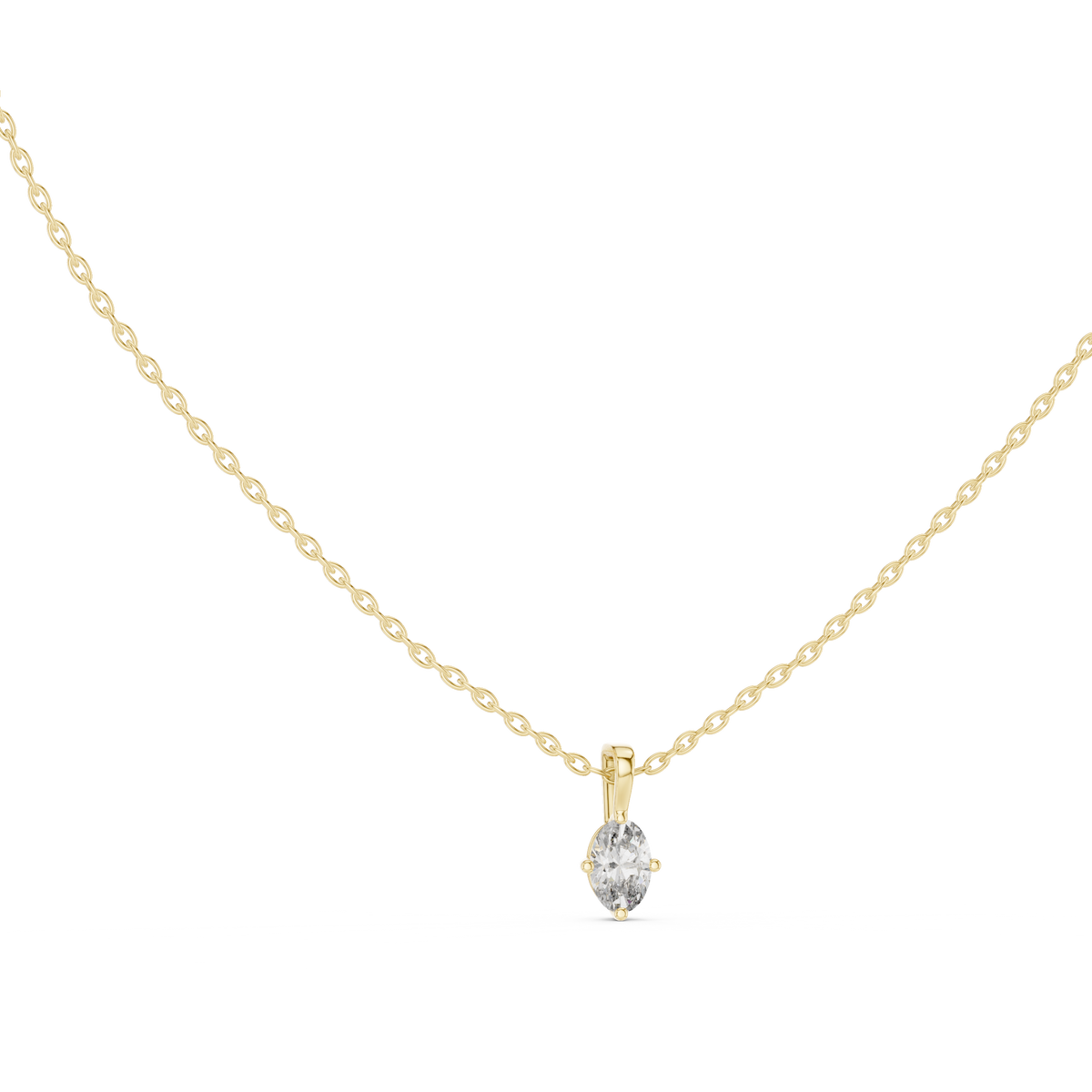 10K White Gold One Carat Lab Grown Solitaire Diamond Pendant Front View