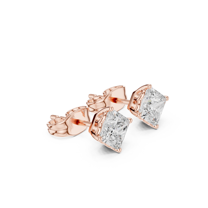 10kSolid White Gold Princess Cut Lab Grown Diamond Wedding Wear Classic Look Diamond Earring For Girl