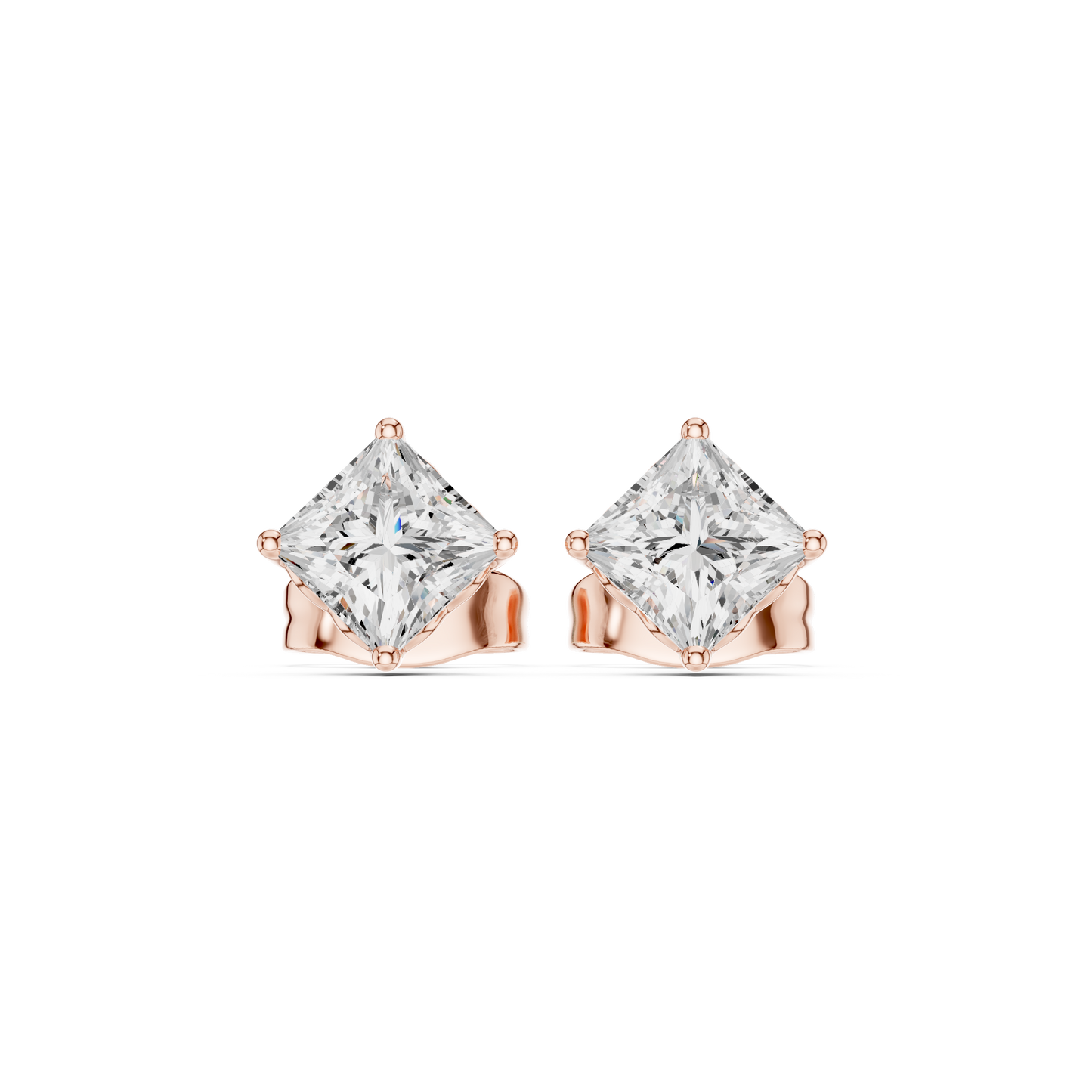 10kSolid White Gold Princess Cut Lab Grown Diamond Wedding Wear Classic Look Diamond Earring For Girl