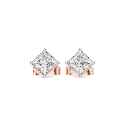 10kSolid White Gold Princess Cut Lab Grown Diamond Wedding Wear Classic Look Diamond Earring For Girl