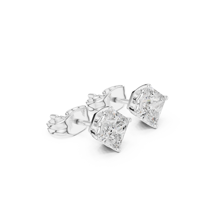 10kSolid White Gold Princess Cut Lab Grown Diamond Wedding Wear Classic Look Diamond Earring For Girl