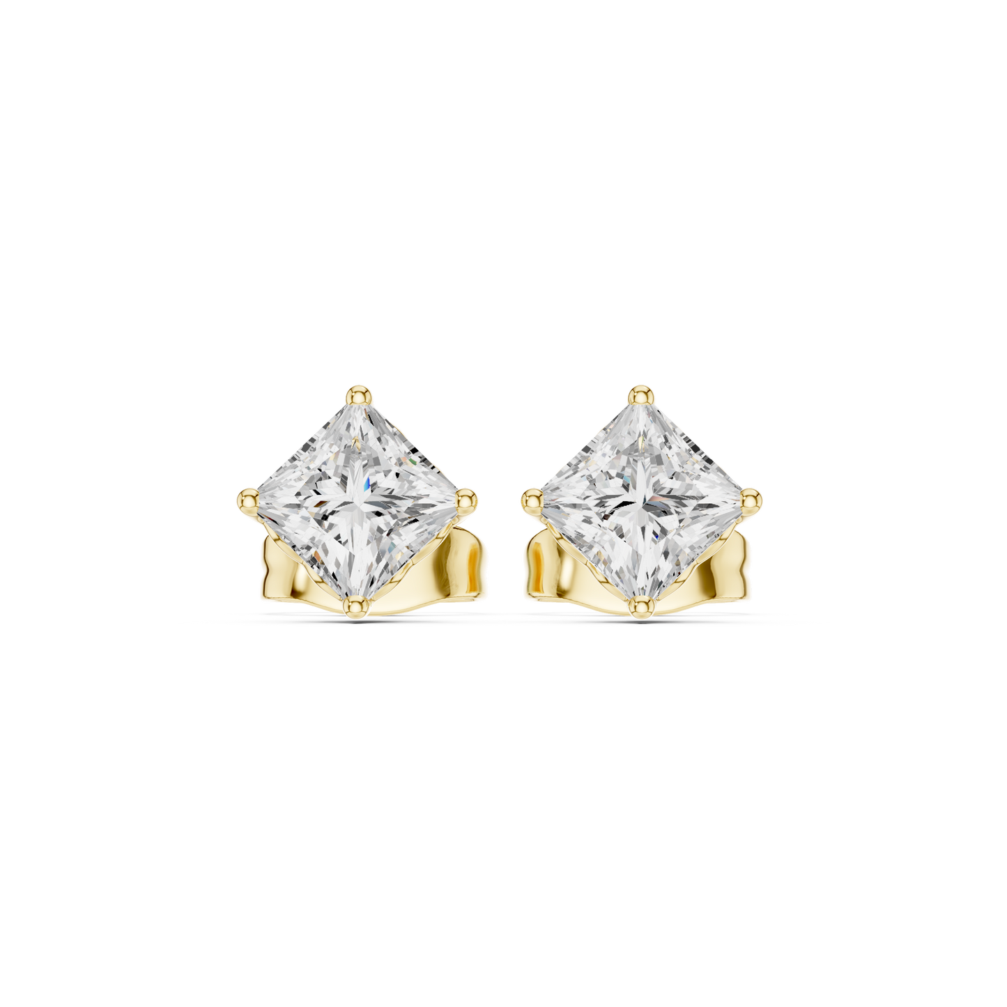 10kSolid White Gold Princess Cut Lab Grown Diamond Wedding Wear Classic Look Diamond Earring For Girl