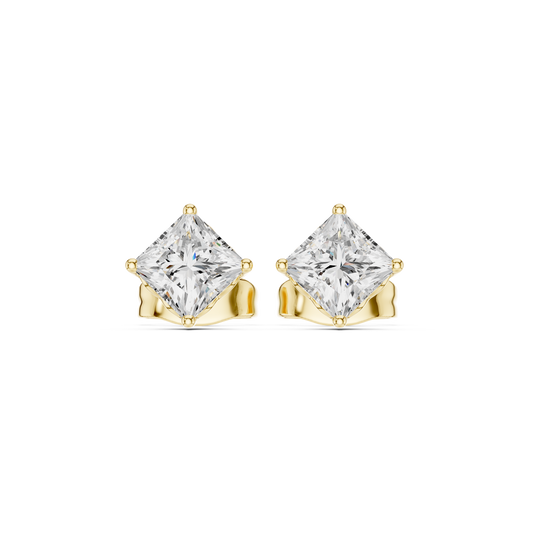 10kSolid White Gold Princess Cut Lab Grown Diamond Wedding Wear Classic Look Diamond Earring For Girl