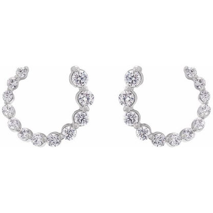 14K Yellow 7/8 CTW Lab-Grown Diamond Front-Back Earrings