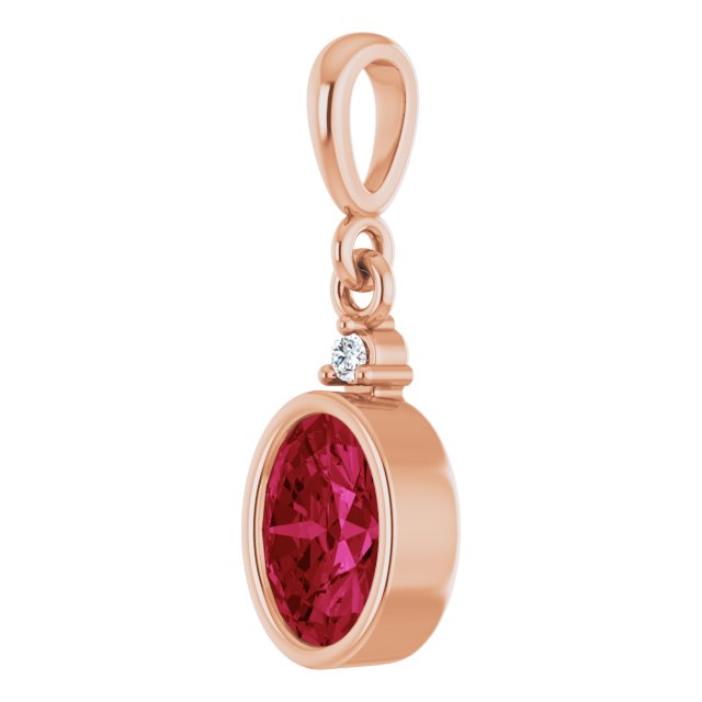14K Rose Lab-Grown Ruby & .015 CT Lab-Grown Diamond Pendant
