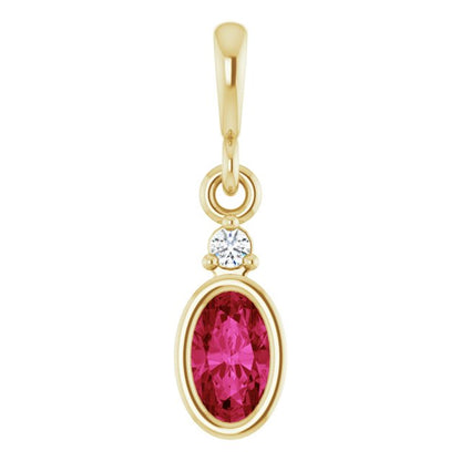 14K Rose Lab-Grown Ruby & .015 CT Lab-Grown Diamond Pendant