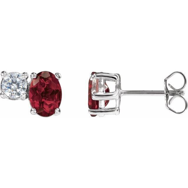 14K Yellow Lab-Grown Ruby & 1/2 CTW Lab-Grown Diamond Earrings