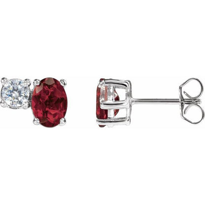 14K Yellow Lab-Grown Ruby & 1/2 CTW Lab-Grown Diamond Earrings