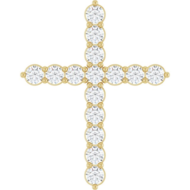 14K Yellow 1/4 CTW Lab-Grown Diamond Cross Pendant