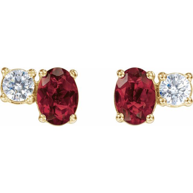 14K Yellow Lab-Grown Ruby & 1/2 CTW Lab-Grown Diamond Earrings