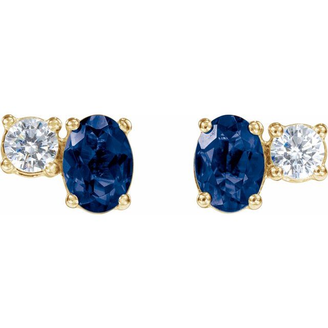 14K Yellow Lab-Grown Blue Sapphire & 1/2 CTW Lab-Grown Diamond Earrings