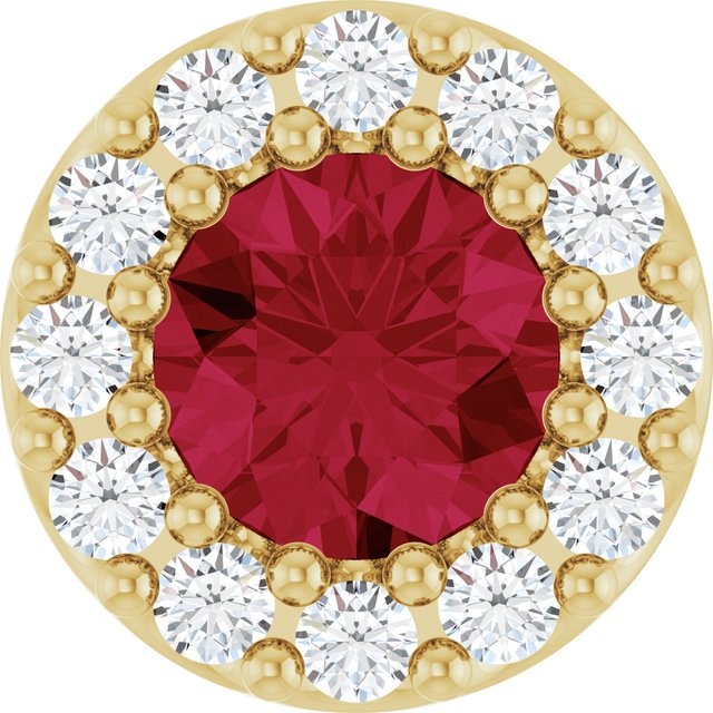14K Rose Lab-Grown Ruby & .08 CT Natural Diamond Halo-Style Pendant