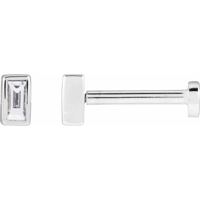 14K White .04 CT Lab-Grown Diamond Stud Earring