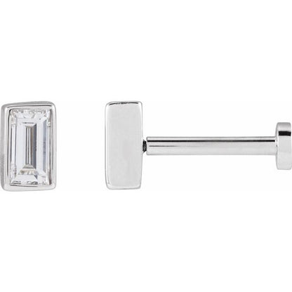 14K White .04 CT Lab-Grown Diamond Stud Earring