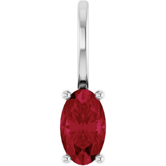14K White  Lab-Grown Ruby Charm/Pendant