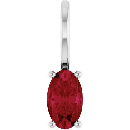 14K White  Lab-Grown Ruby Charm/Pendant