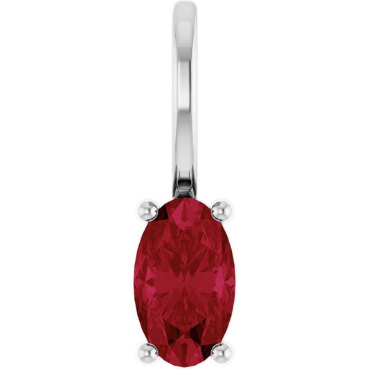 14K White  Lab-Grown Ruby Charm/Pendant